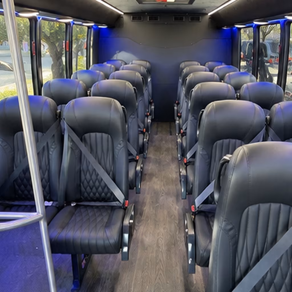 Interior seating of a Frederick minibus on a route
