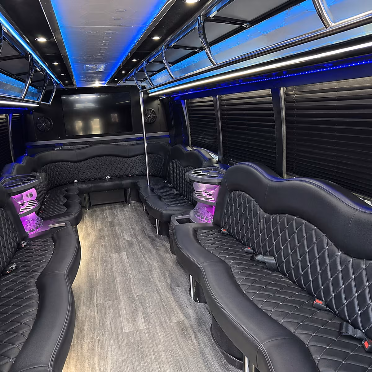 Frederick Wedding Transportation party bus interior