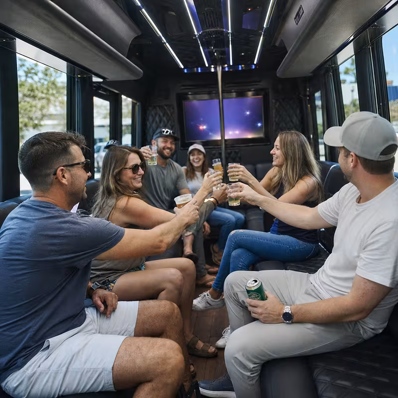 Black Mercedes Sprinter van staged for an Frederick Winery & Brewery Tour Transportation group